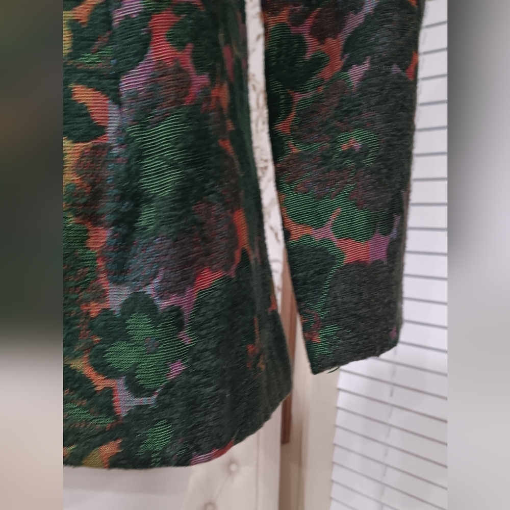 Sophisticated Vintage Floral Women's Blazer By SABA Rare Find Jewel Tones 💚 - Picture 9 of 14